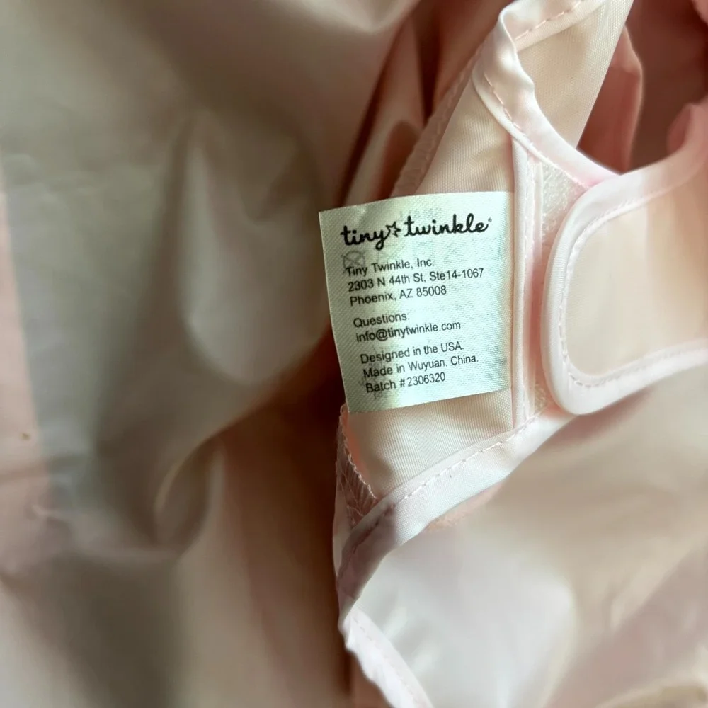 Tiny Twinkle Baby Feeding Smock Bib Pink Long Sleeve Waterproof 6-24 Months